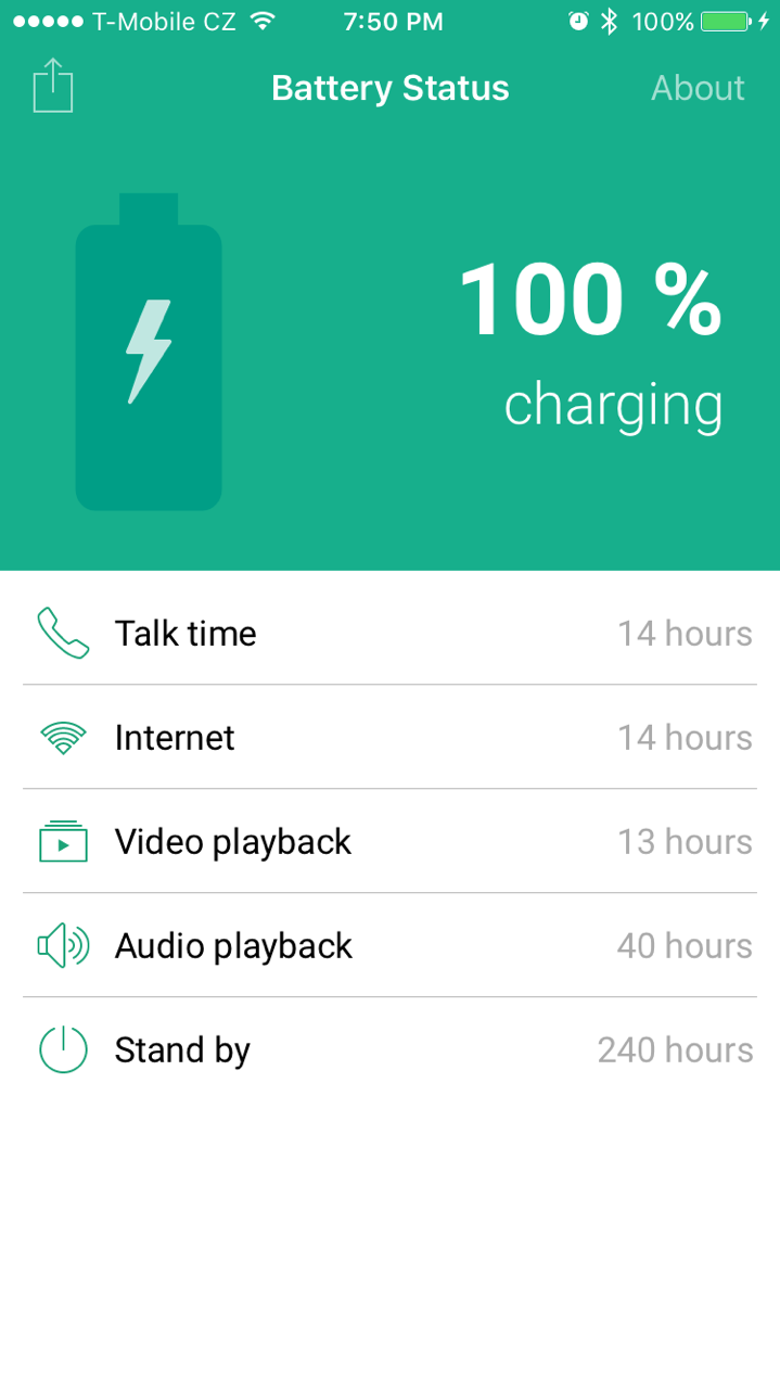 Battery Status Apple Watch stav baterie iPhonu 100%