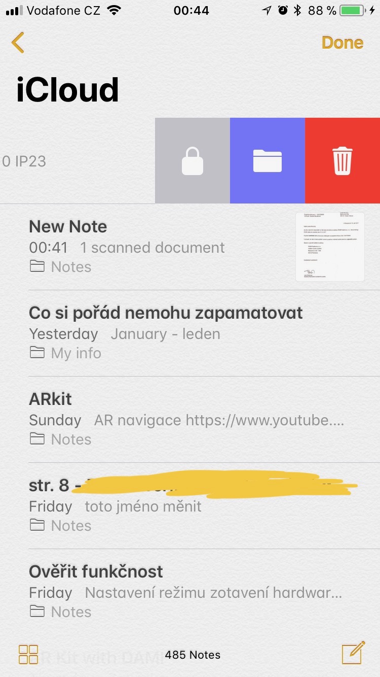 Poznámky iOS