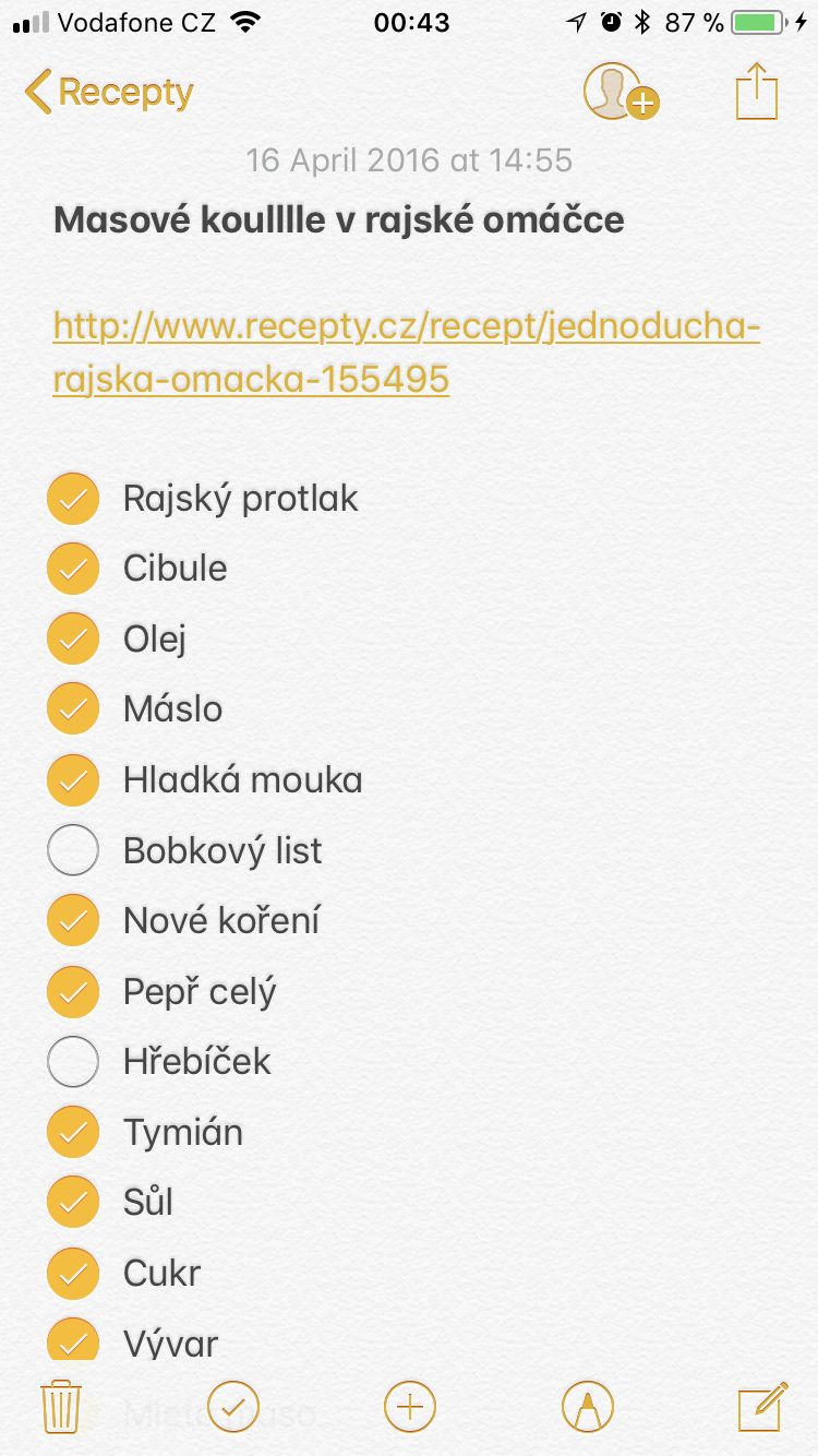 iOS Poznámky